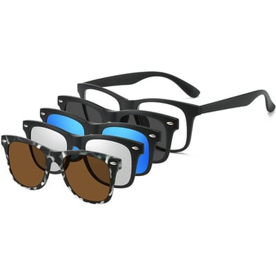 Dernier Design 4 en 1 Lunettes à Clip Magnétique Haute Qualité Anti-UV Rivet Lunettes de Soleil Hommes Femmes Lunettes Anti-Reflets Gafas De Sol black
