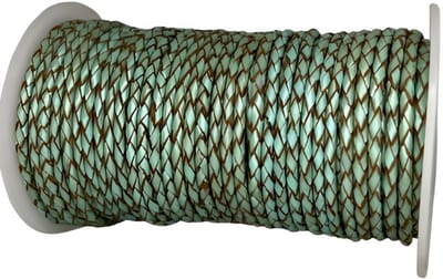 Gevlochten Leren Koord Rond, 10 m x 3 mm - Rond Gevlochten Lederen Koord, Voor Halskettingen, Armbanden, Sieraden, Knutselkralen en Veters (Baby Blauw)
