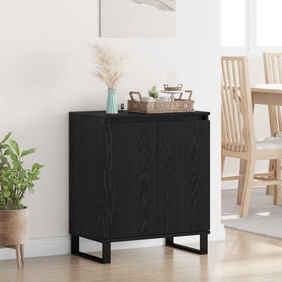 vidaXL - Dressoir - Zwart - Eiken - 60 - x - 35 - x - 70 - cm - Bewerkt - hout