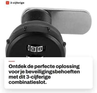 Dailygoods- Codeslot 3-cijferig - Zinklegering - Veilig - Duurzaam - Voor kasten/laden - Eenvoudig te installeren - Combinatieslot