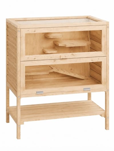 BSS® Hamsterkooi Hout – Houten Knaagdierkooi met Klapbare Deksel – Ruim Verblijf voor Hamsters