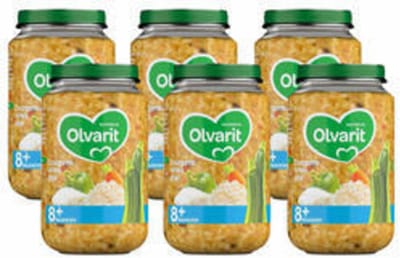 Olvarit - Maaltijd 8+m Courgette, Witvis & Rijst - 6 x 200 gr - Voordeelverpakking