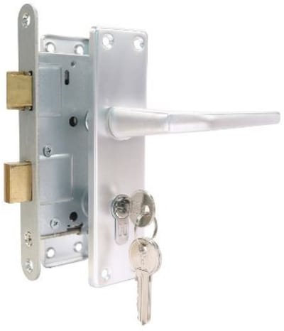 Deurbeslag Tuindeuren Aluminium (inclusief slot met 3 sleutels) - Deurschild en Gebogen Deurkruk