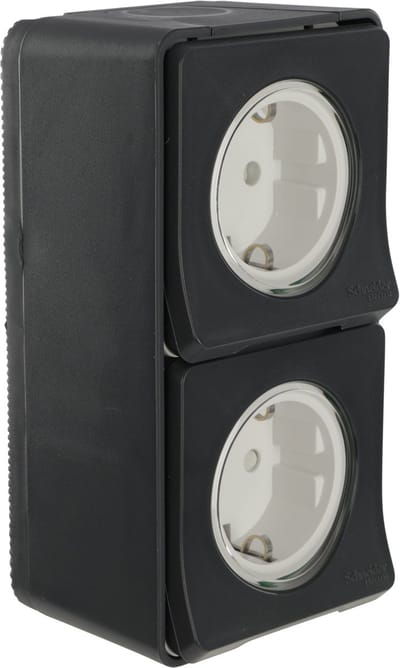 Mureva Styl DIY - Wandcontactdoos 2V - Verticaal - IP55 - Grijs / Antraciet