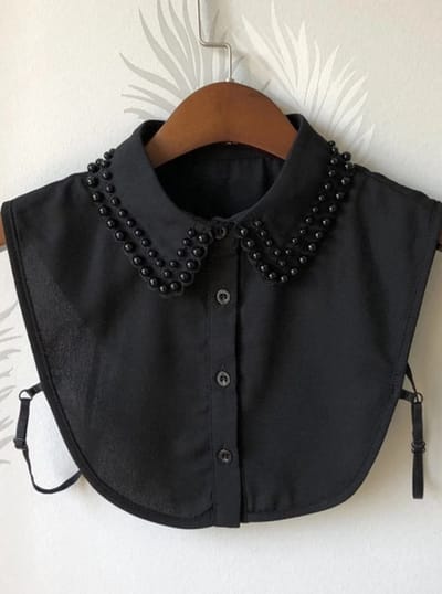 Blousekraag - blousekraag voor dames - los kraagje voor ergens onder - ronde kraag - kleding - losse kraag - kraag - one size - kraagjes - overhemdkraag - afneembare kraag - nep los kraagje - zwart kraagje - verstelbaar