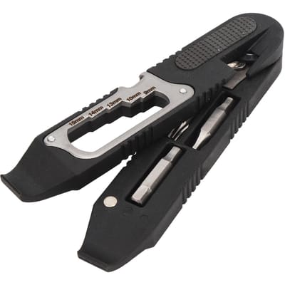 Clé à cliquet pour vélo 14 en 1 Portable Haute Résistance Multifonctionnel Durable Kit de réparation de pneus de vélo black