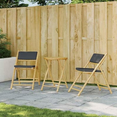 Opvouwbare Stoelen - Bamboe Stoelen - Buiten Zitten - Inclusief Kussens - 2 Stuks - Donkergrijs