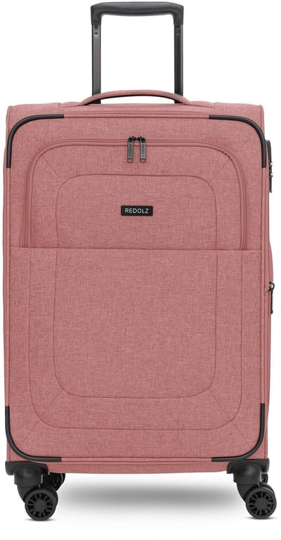 Redolz Essentials 12 MEDIUM 4-wiel trolley 67 cm met uitbreidingsplooi - Zachte bagage - TSA slot - rose