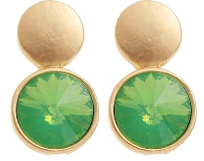 Behave - Oorbellen met groene steen en cirkelvorm - modern chic