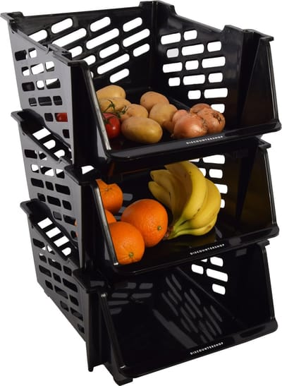 3x Groentemand | opbergmand voor groente en fruit | Mandenrek |Fruit groenten mand | Keukenrek | Rek met Manden |Fruit Opbergmand | Opbergrek | Aanrecht Organiseer | Aardappelbak – Fruitrek
