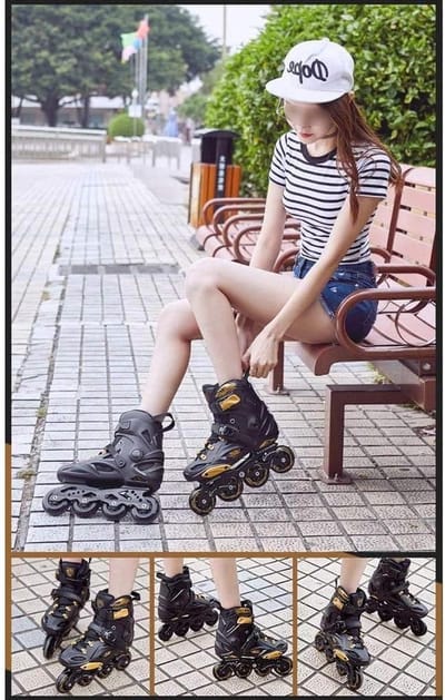 Schaatsen Set - Inline skates - Beginners leren - Verstelbaar ontwerp - Maat 35-46 - Zwart