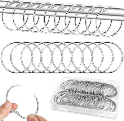 Set van 40 metalen gordijnringen van 50 mm in zilver, ideaal voor douchegordijnen en gordijnstangen, duurzaam en stijlvol