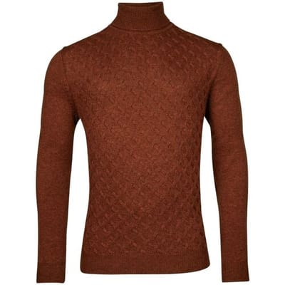 Baileys Trui Lambswool Rollneck Fantasy Diagonal Cable Knit Deep Red / male
