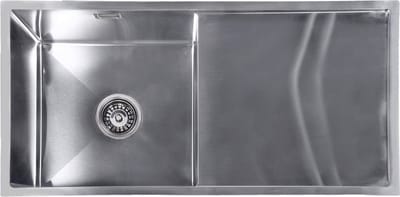 Lendo Online Spoelbak voor keuken met afdruipgedeelte - 870x440x200mm (87x44x20cm) RVS - Roestvrij staal - Wasbak met waterafvoersysteem - Gootsteen + bevestigingshaken Binnenmaat bak 39x39cm