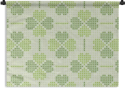 Wandkleed - Wanddoek - Klaver - Patronen - Groen - 120x90 cm - Wandtapijt