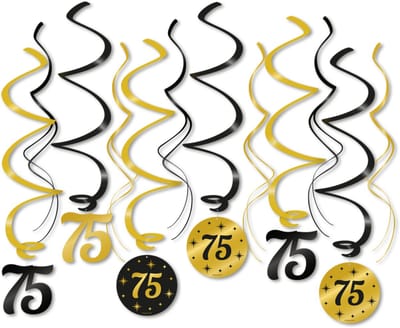 BTH - Slingers - 75 Jaar - Goud-Zwart - Slingers Verjaardag - Verjaardag - Decoratie - Versiering - Slinger - Feest