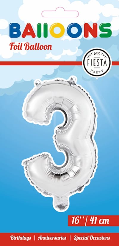 Folieballon 16" nmr. 3 - Zilver