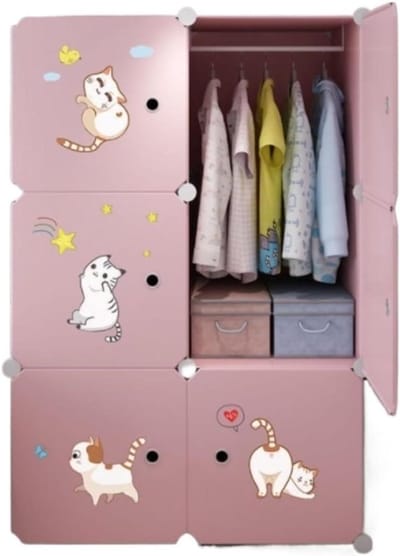 Opbergkast - Kledingkast - Ruimte Organiseren - Eenvoudige Montage - 76x37x111cm - Roze