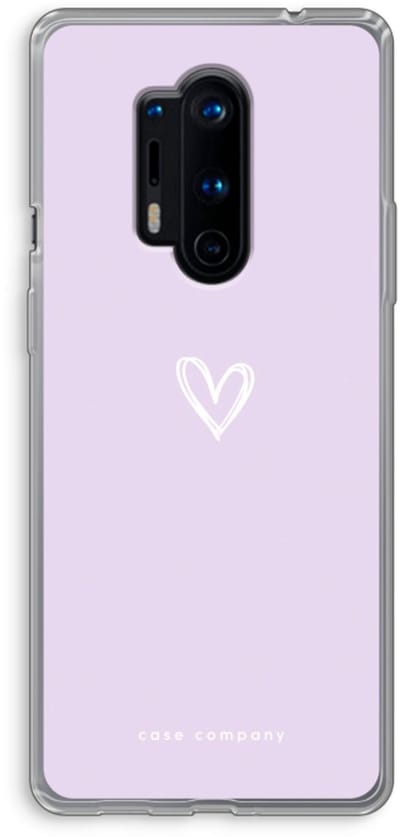 Case Company® - Hoesje geschikt voor OnePlus 8 Pro hoesje - Klein hartje paars - Soft Cover Telefoonhoesje - Bescherming aan alle Kanten en Schermrand