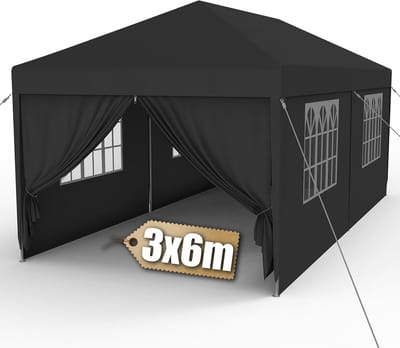 Tuinpaviljoen Waterdicht - Feesttent Paviljoen - Feesten en Partijen - Inclusief Zijwanden - 3 x 6 Meter - Antraciet