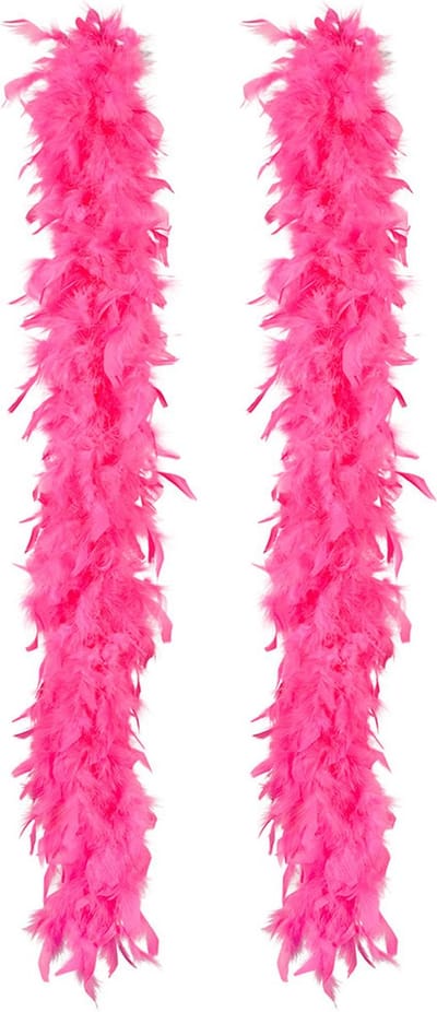 Boland Carnaval verkleed boa met veren - 2x - roze - 180 cm - 50 gram - Glitter and Glamour