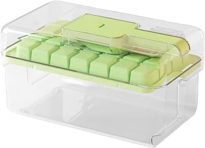 IJsmaker met Opslag - IJsblokjes Vorm - Dranken Koelen - Dubbele Laag Functionaliteit - 21.6x13.2x10.9cm - Groen