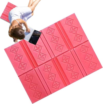 Set van 2 Opvouwbare Waterafstotende Zitkussens (36,5 x 27,5 cm, 0,8 cm) – Ultralichte Draagbare Buitenkussens met Opbergtas voor Wandelen, Kamperen en Festivals
