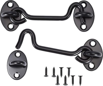 Windhaak-Deur Slot - Raam Slot - Kajuithaak-Windhaak met schroefoog- Deurvastzetter voor buiten en binnen-2 Pieces 6in Cabin Hook -Door Latch Hook-Verdikte roestvrijstalen windhaak