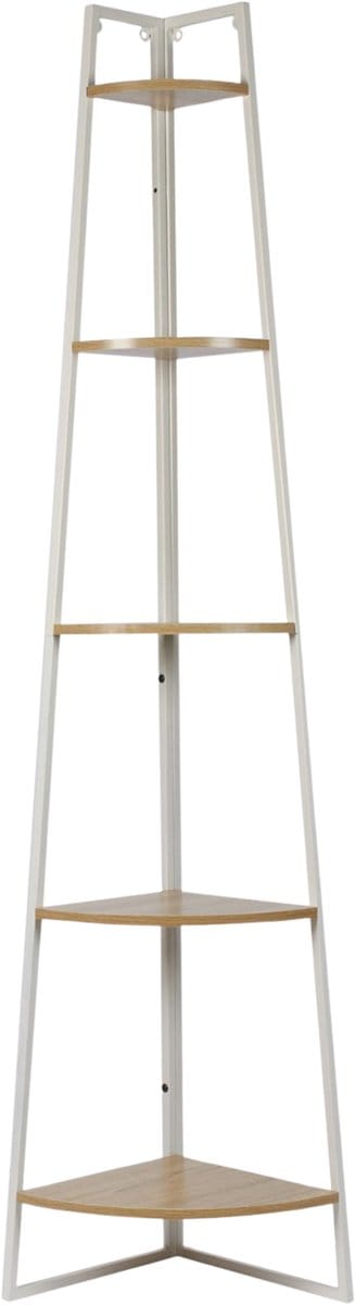 Home Deco Factory Wandrek staand - hoek - 5 plankjes - boekenplank - 34,5 x 180 cm - planken - woonkamer meubels
