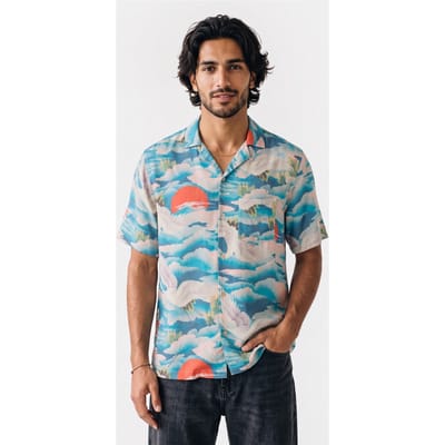 AllSaints Saipan Ss Shirt Blueberry Blue Taglia: M | Camicie Casual Outlet | Uomo | Blu
