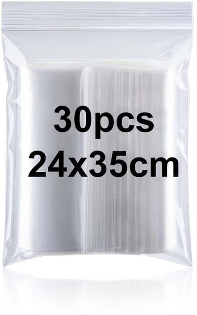 Dailygoods- Plastic Zakken 24x35cm - 30 Stuks - Hersluitbaar - Transparant - Vochtbestendig - Duurzaam Polyethyleen - Ziplock Zakken