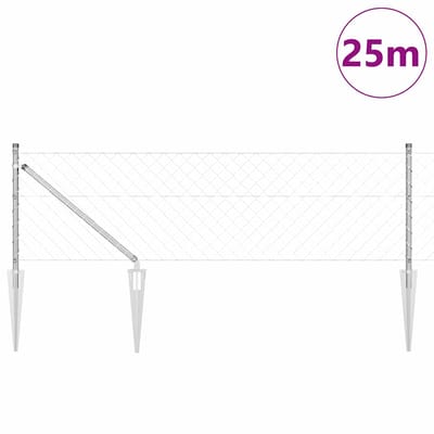 vidaXL - gaashek - met - grondpennen - 25 - x - 0,4 - m - Gegalvaniseerd - staal - zilver
