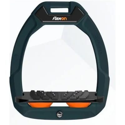 Veiligheidsstijgbeugels Paardrijden Gevlokt Ultra Grip Groen/Zwart/Oranje Flex-On Safe-On