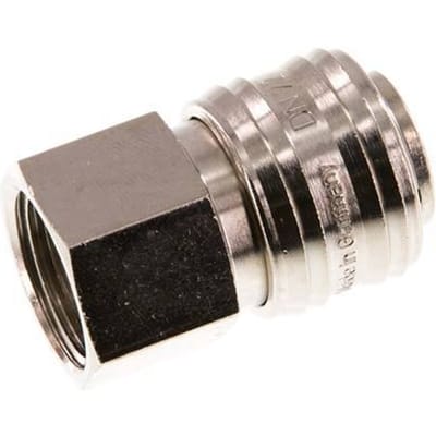 Vernikkeld Messing DN 7.2 (Euro) Luchtkoppeling Snelkoppeling G 1/2 inch Binnendraad Double Shut-Off - CLS7-F-BN-SV-012