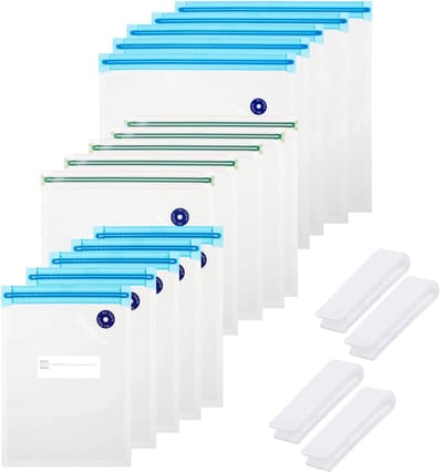 Dailygoods- Vacuümzakken 15 Stuks - Herbruikbaar - Voedselveilig - Sous-vide Kookzakken - Sluitclips - BPA-vrij - Voedselzakken