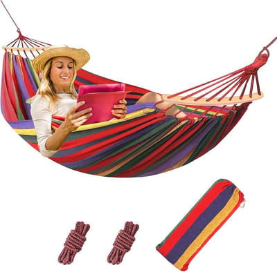 Hangmat Outdoor - Stoffen Hangmat - Ontspannen Buiten - Draagbaar Met Tas - 190 x 150 cm - Katoen