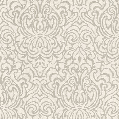 Barok behang Profhome 961933-GU textiel behang gestructureerd in barok stijl mat beige crèmewit 5,33 m2