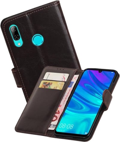 Zakelijke Book Case Telefoonhoesje Geschikt voor de Huawei Honor 10 Lite - Portemonnee Hoesje - Pasjeshouder Wallet Case - Mocca