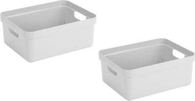 Sunware Opbergbox Sigma - 3x - kunststof - wit - 24 liter - Opbergbakken/opbergers - 45 x 35 x 18 cm