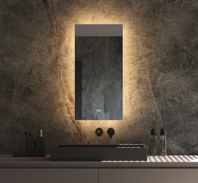 Badkamerspiegel met indirecte verlichting, verwarming, instelbare lichtkleur en dimfunctie 40×80 cm