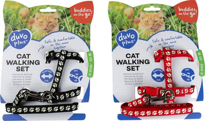 Duvo+ Kat Wandelset Pootjes Zwart/Rood 20-35cm / 10mm - 125cm
