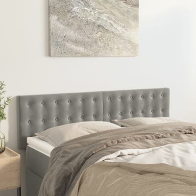 vidaXL - Hoofdborden - 144x5x78/88 - cm - fluweel - lichtgrijs