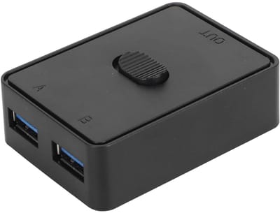 USB Schakelaar - Bidirectioneel Hub - Apparaten Delen - USB 3.0 Snelheid - 2.6 x 1.8 Inch - Zwart