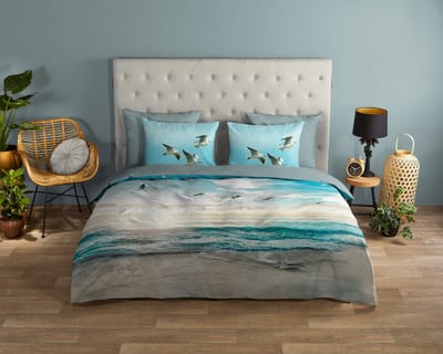 Good Morning dekbedovertrek strand/ zee - Lits jumeaux 240x200/220 cm - Aqua - 100% Katoen renforc�