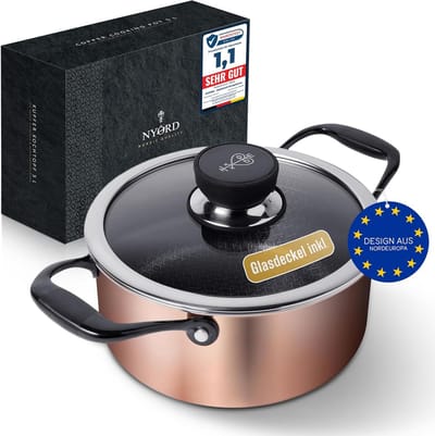 Kookpan 20 cm van koper met keramische coating – Geschikt voor gas-, keramische- en inductiekookplaten