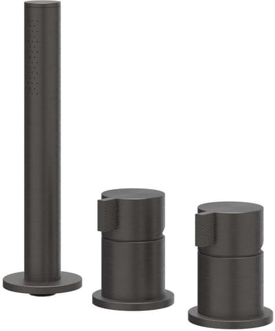IVY Tribe Badrandcombinatie 3-Gats Mengkraan met Uittrekbare Handdouche zonder Uitloop - Geborsteld RVS 316 Carbon Black PVD