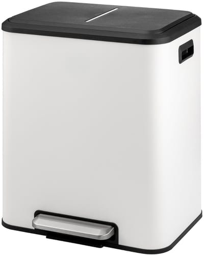 QORA® Prullenbak 2 Vakken - Duo Prullenbak - Prullenbakken - Wit - 34cm x 43cm x 50cm