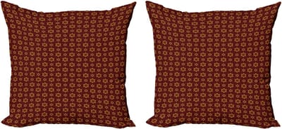 ABAKUHAUS Abstracte decoratieve kussenhoes, 2-pack, modern accent, dubbelzijdige digitale print, 50x50 cm, lichtbruin/kastanjebruin