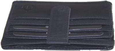 Oi retro zwarte leren pasjeshouder / dun pasjesmapje afsluitbaar met extra vak / veilig creditcardmapje met 2 grote zichtvensters / RFID SAFE / retro zwart leer / 561Black NR