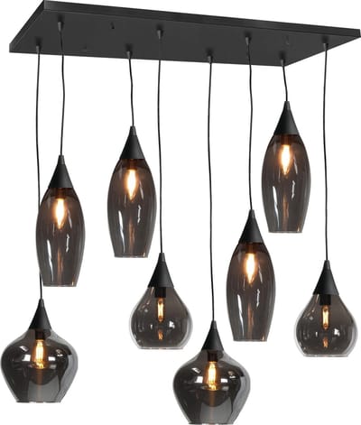 HighLight hanglamp Cambio 8 lichts - zwart / smoke